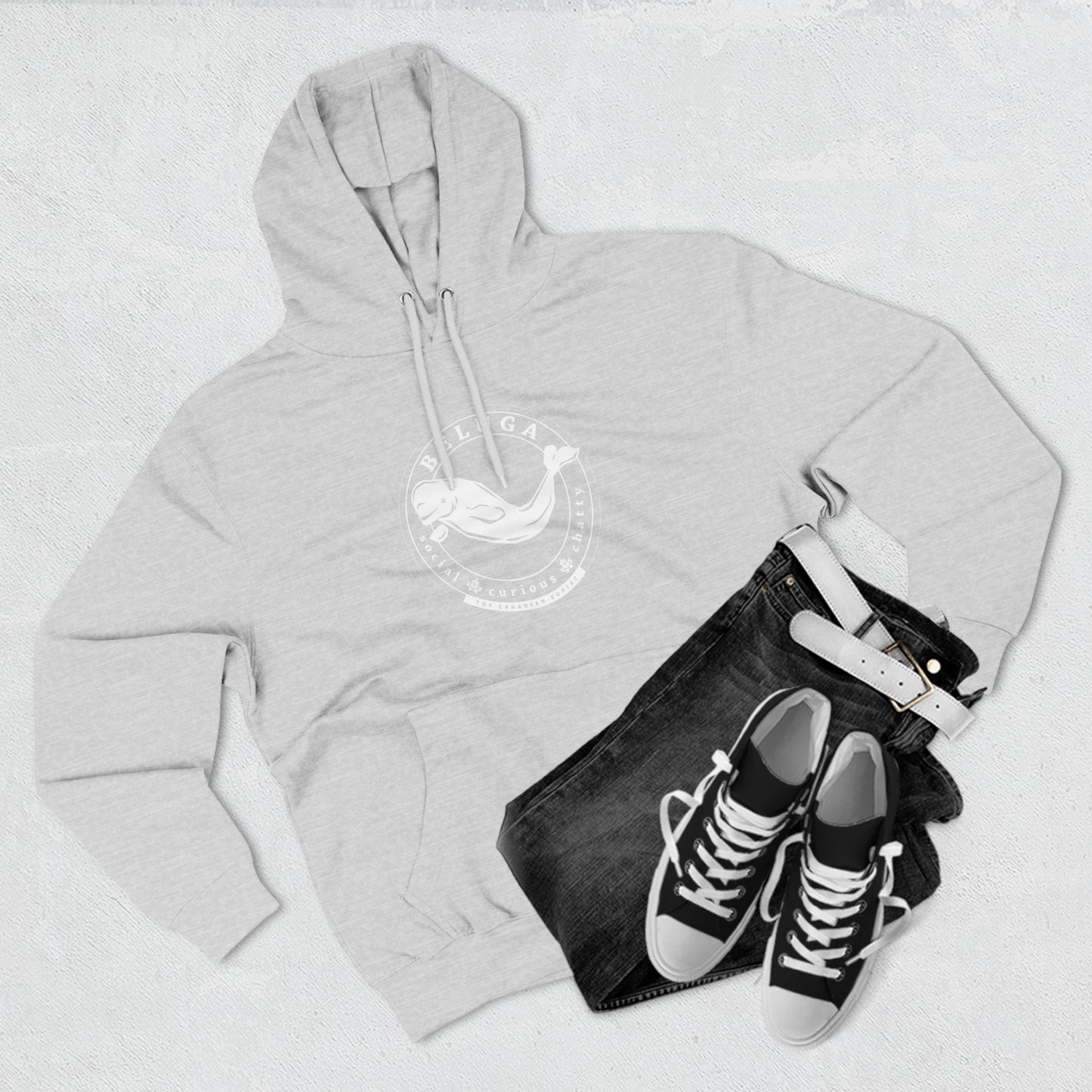 Beluga Three-Panel Fleece Hoodie